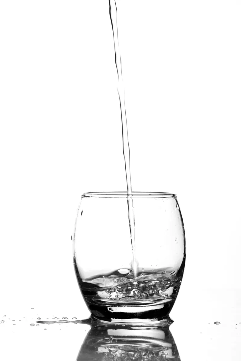 A glass of clean, treated well water